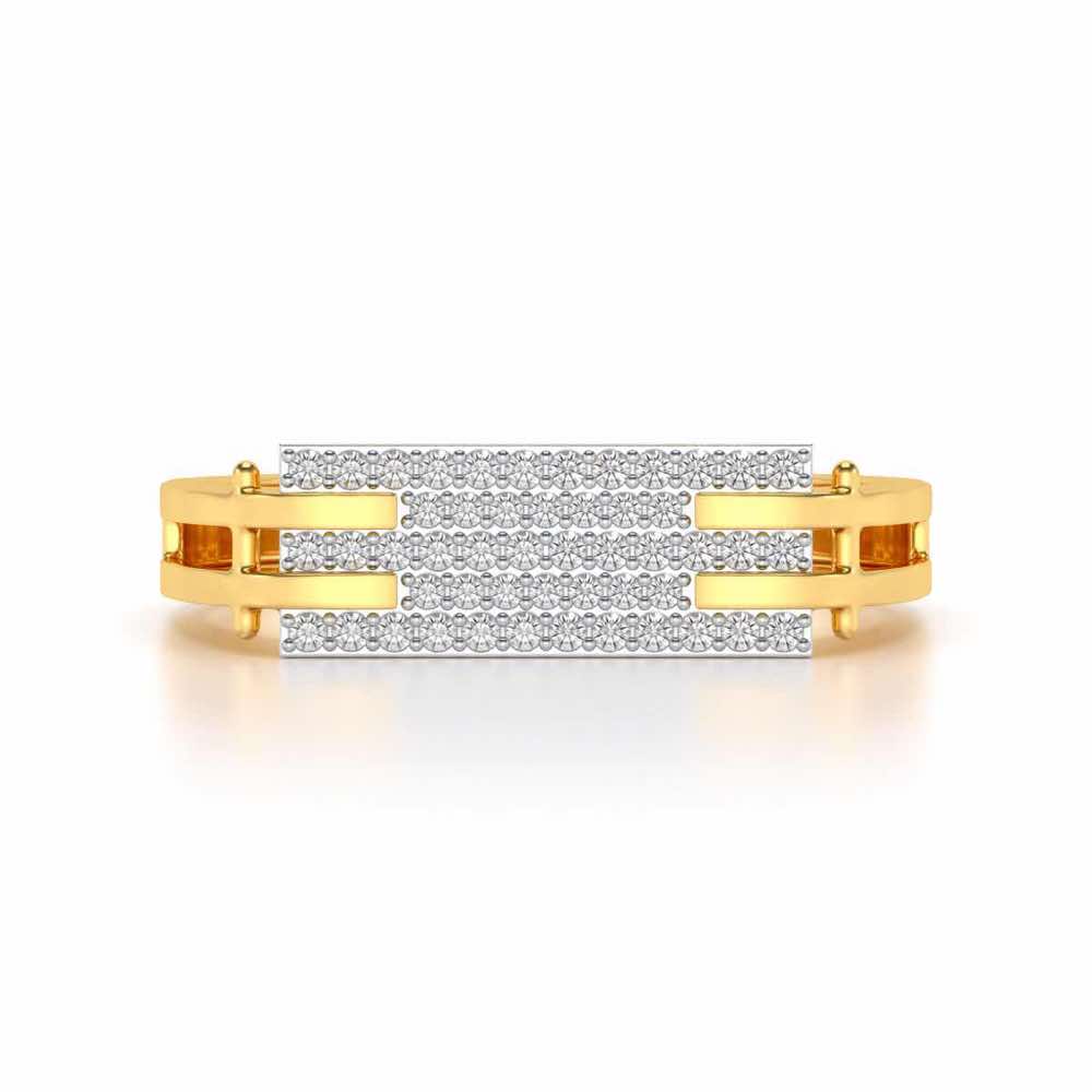 Sleek Panache Silver Ring For Men - Yellow Gold - Image 4