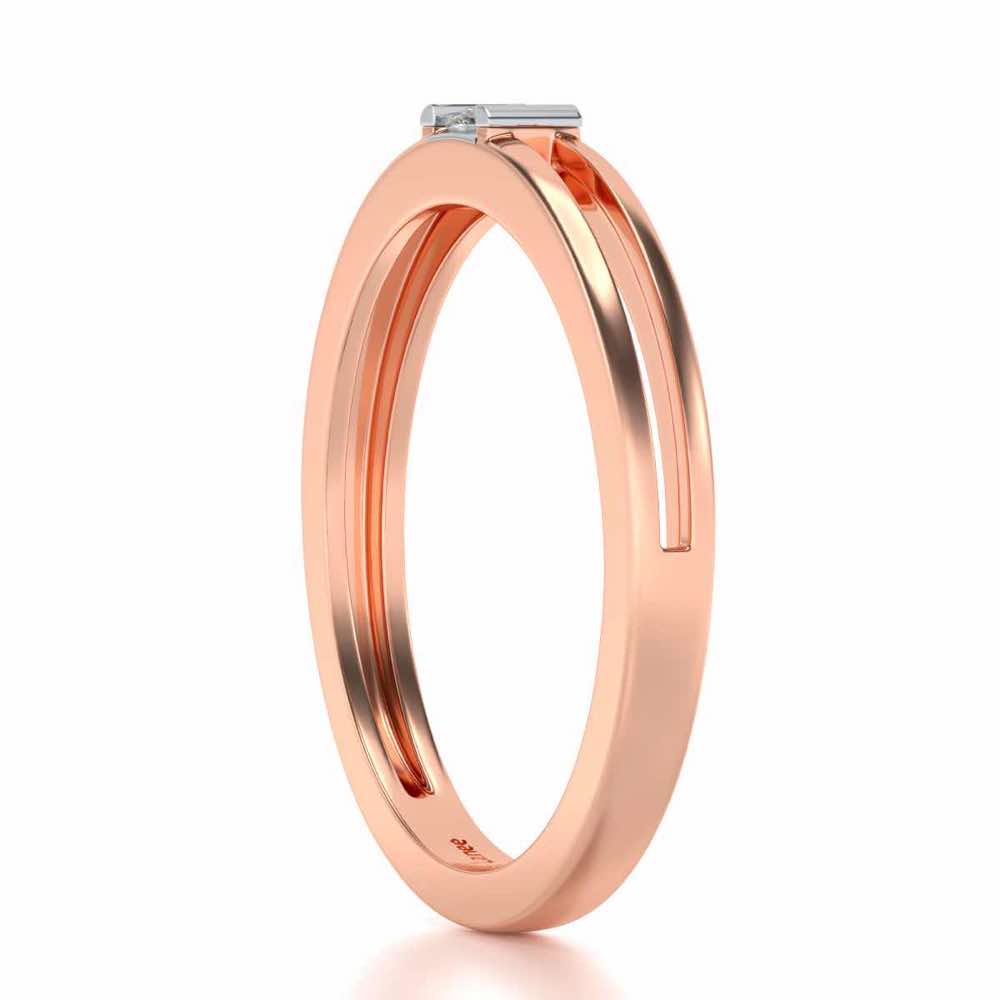 Sleek Solitaire Silver Ring - Rose Gold - Image 3