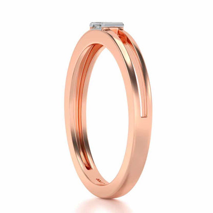 Sleek Solitaire Silver Ring - Rose Gold - Image 3