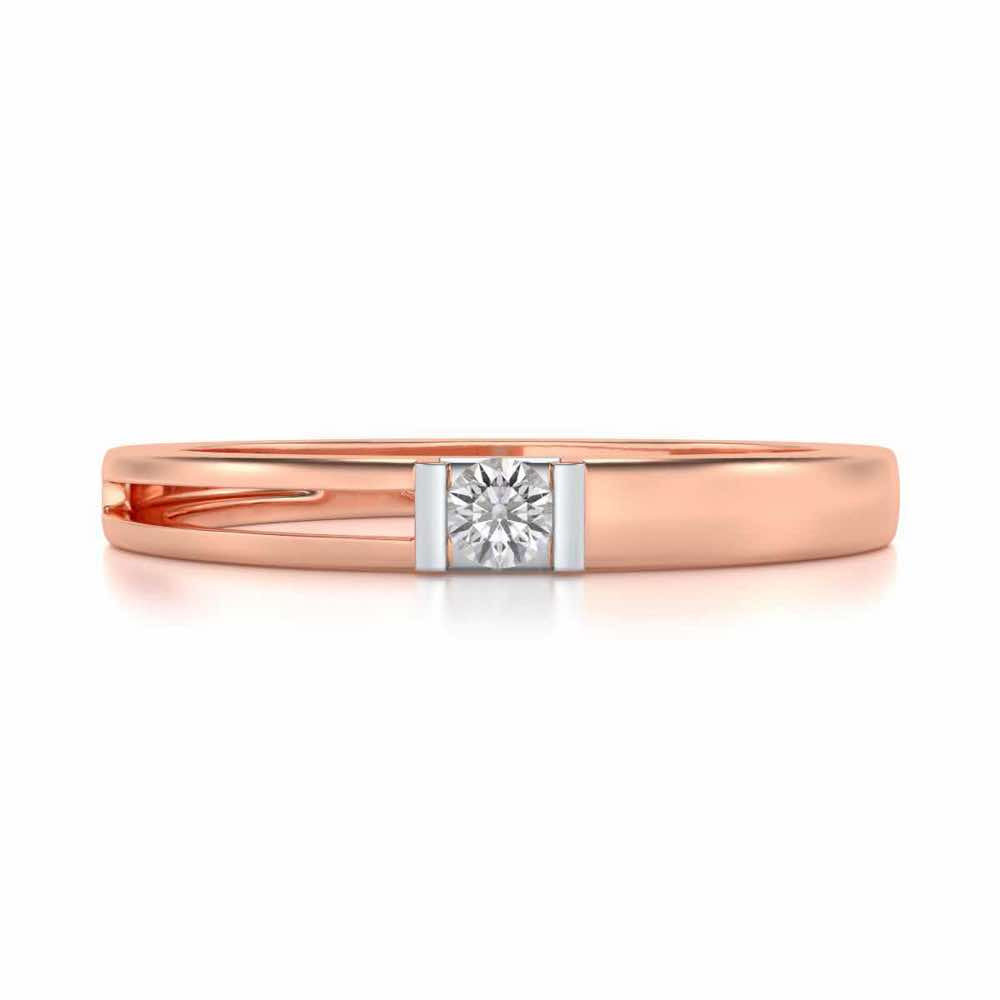 Sleek Solitaire Silver Ring - Rose Gold - Image 4