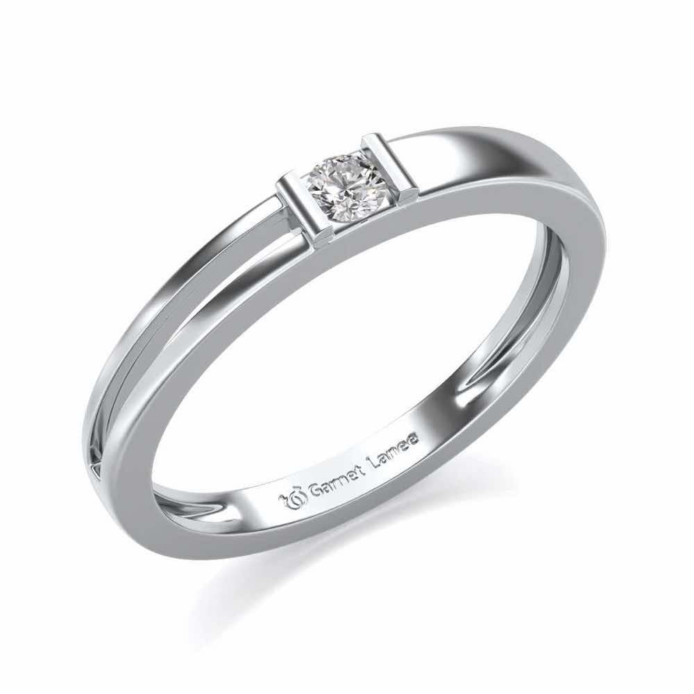 Sleek Solitaire Silver Ring - White Gold - Image 1