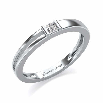 Sleek Solitaire Silver Ring - White Gold - Image 1