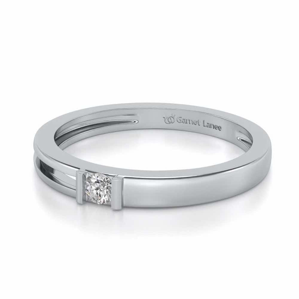 Sleek Solitaire Silver Ring - White Gold - Image 2