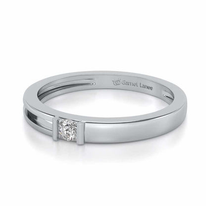 Sleek Solitaire Silver Ring - White Gold - Image 2