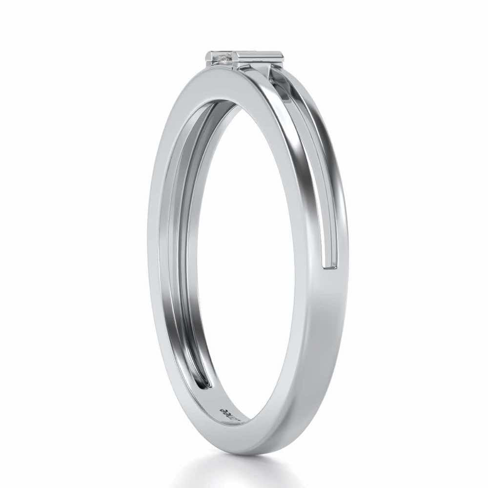 Sleek Solitaire Silver Ring - White Gold - Image 3