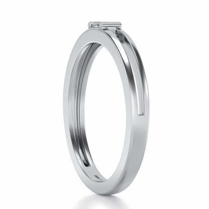 Sleek Solitaire Silver Ring - White Gold - Image 3