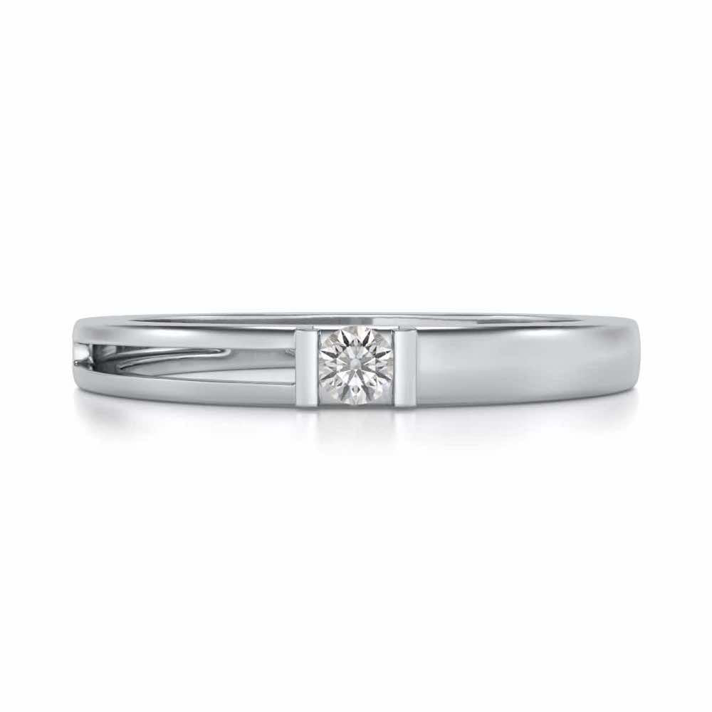 Sleek Solitaire Silver Ring - White Gold - Image 4