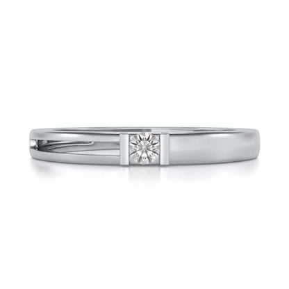 Sleek Solitaire Silver Ring - White Gold - Image 4