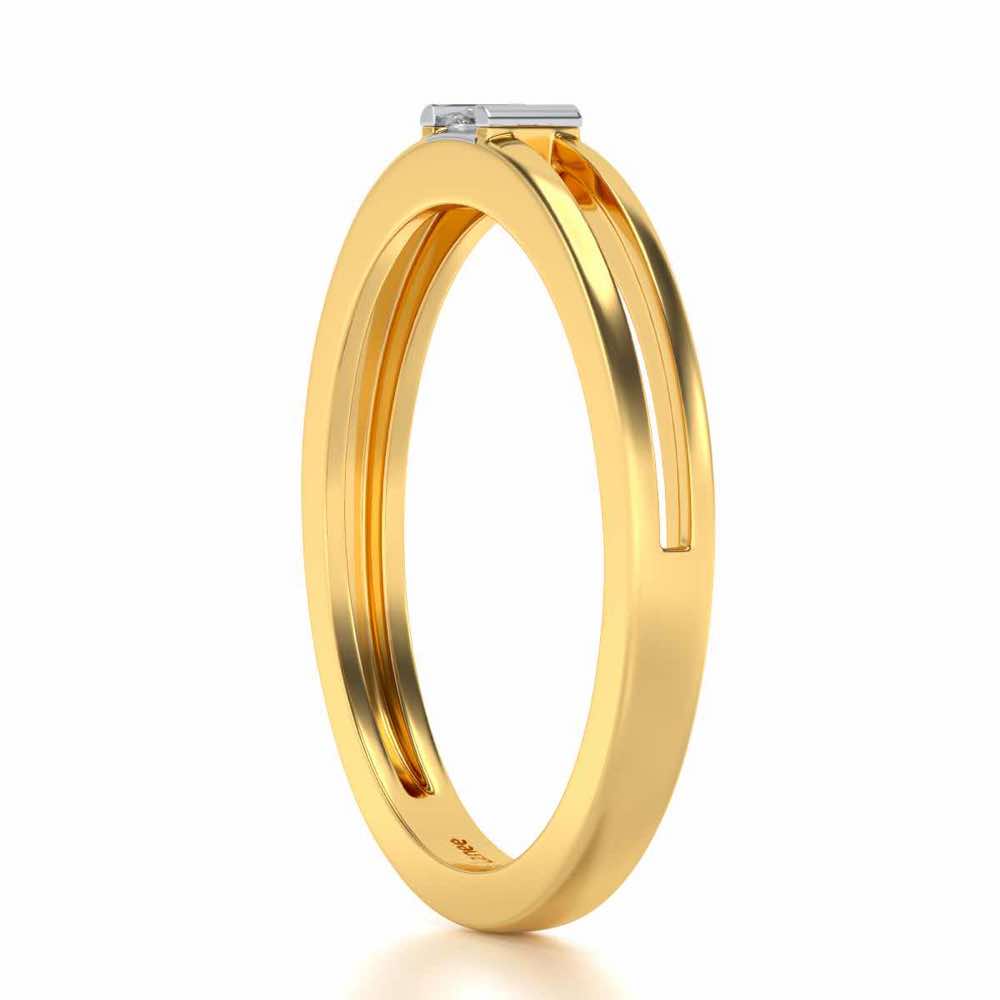 Sleek Solitaire Silver Ring - Yellow Gold - Image 3