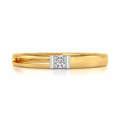 Sleek Solitaire Silver Ring - Yellow Gold - Image 4