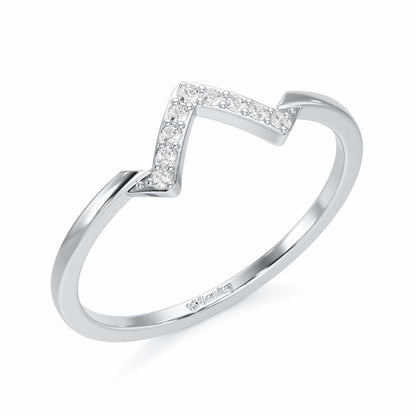 Slender Pointer Silver Ring - White Gold - Image 1