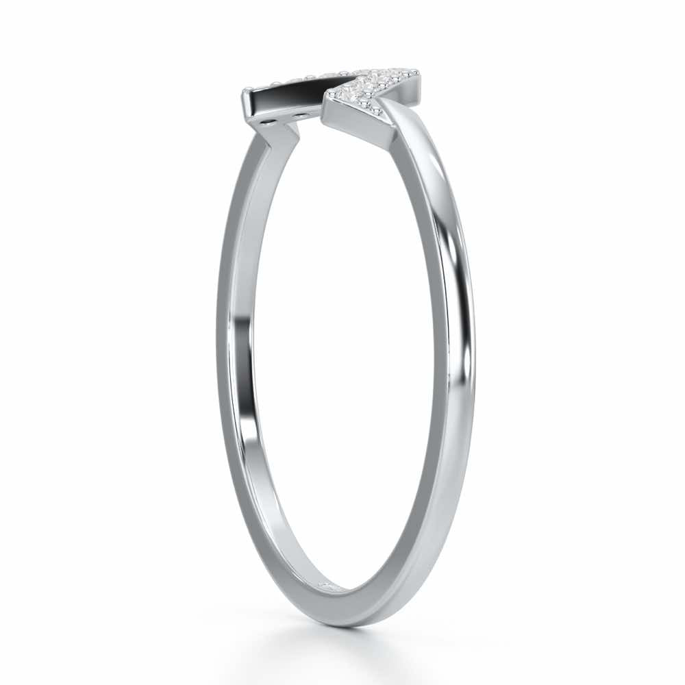 Slender Pointer Silver Ring - White Gold - Image 3