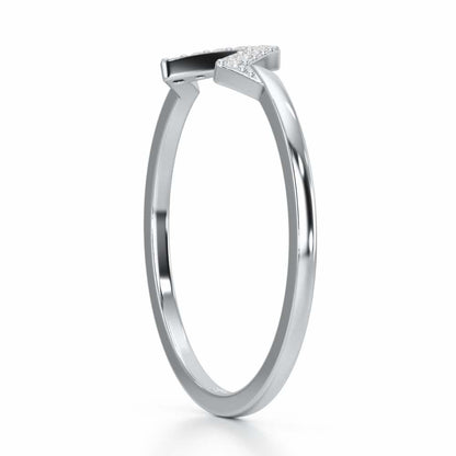 Slender Pointer Silver Ring - White Gold - Image 3