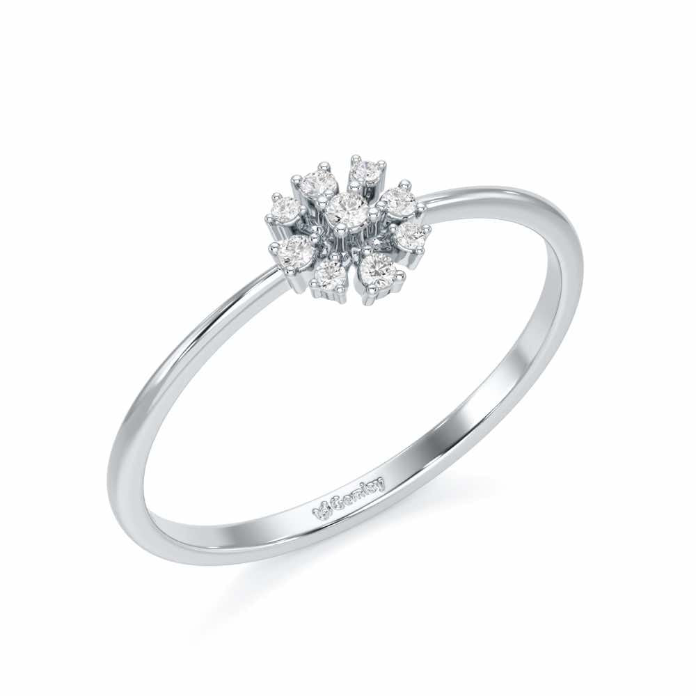 Slender Sparkle Silver Ring - White Gold - Image 1