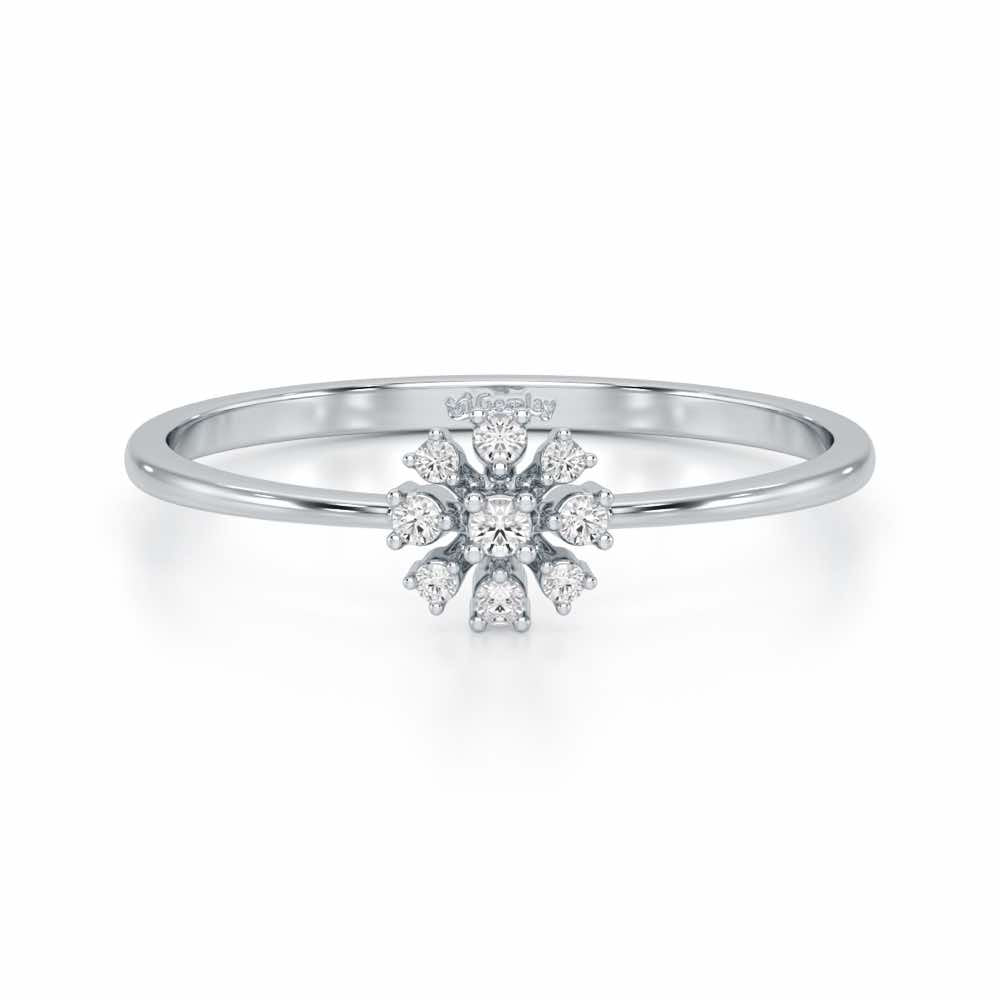 Slender Sparkle Silver Ring - White Gold - Image 4