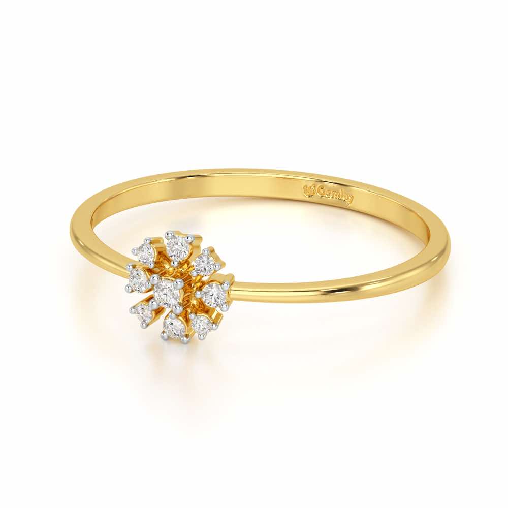 Slender Sparkle Silver Ring - Yellow Gold - Image 2