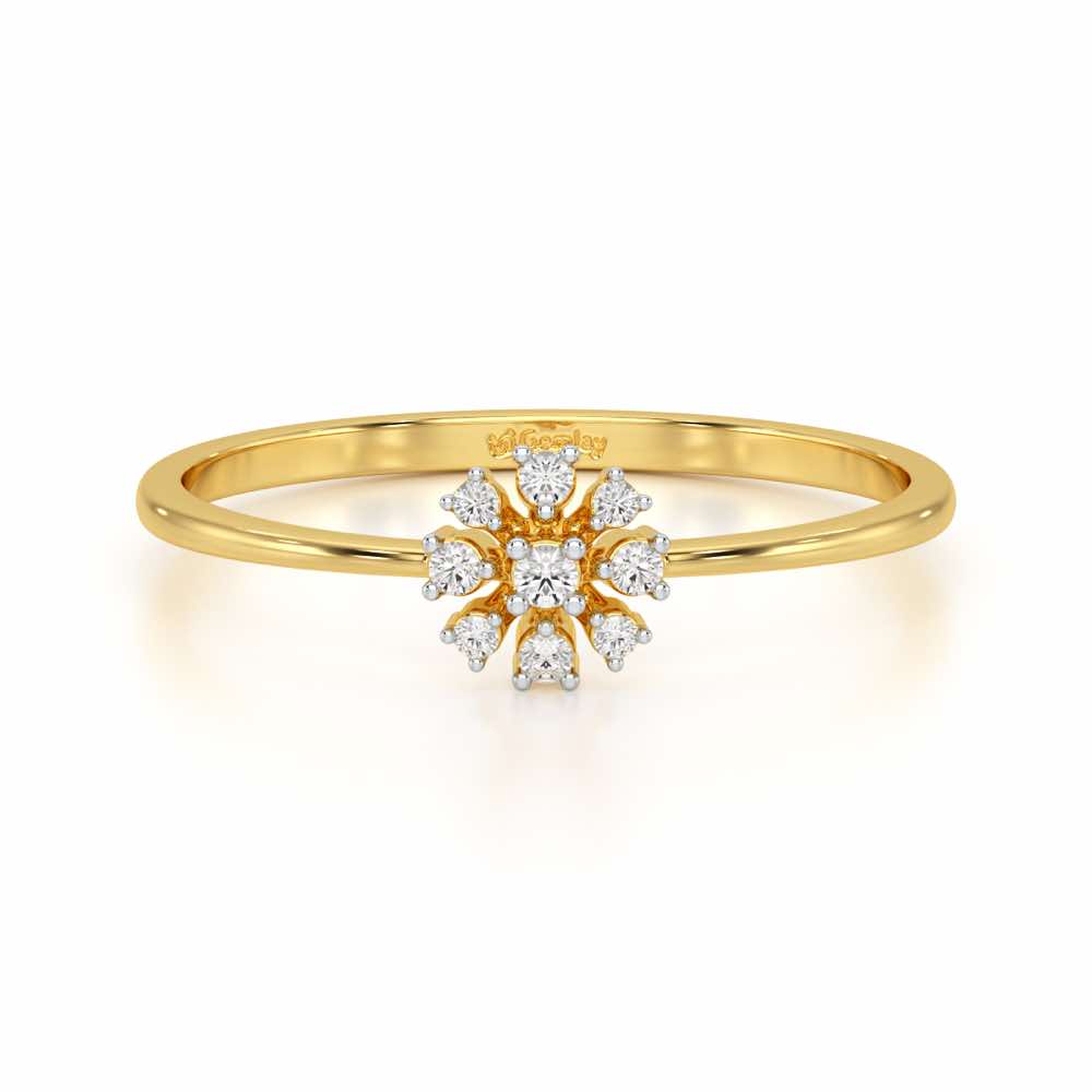 Slender Sparkle Silver Ring - Yellow Gold - Image 4
