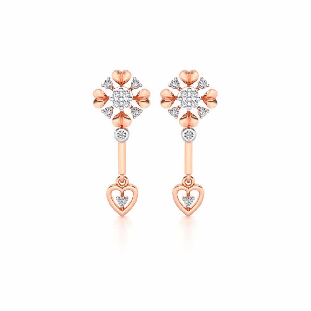 Slew Heart Drops Earrings - Rose Gold - Image 1