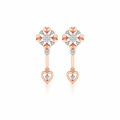 Slew Heart Drops Earrings - Rose Gold - Image 1