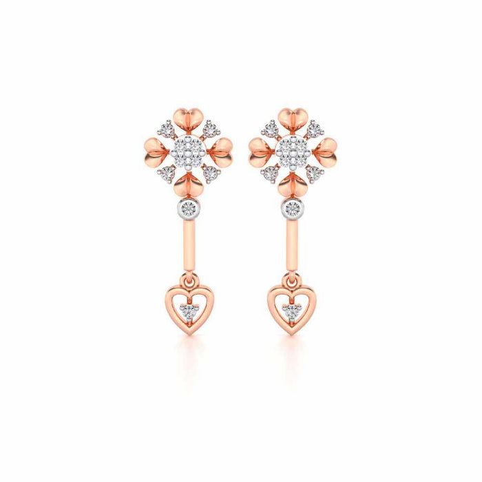 Slew Heart Drops Earrings - Rose Gold - Image 1