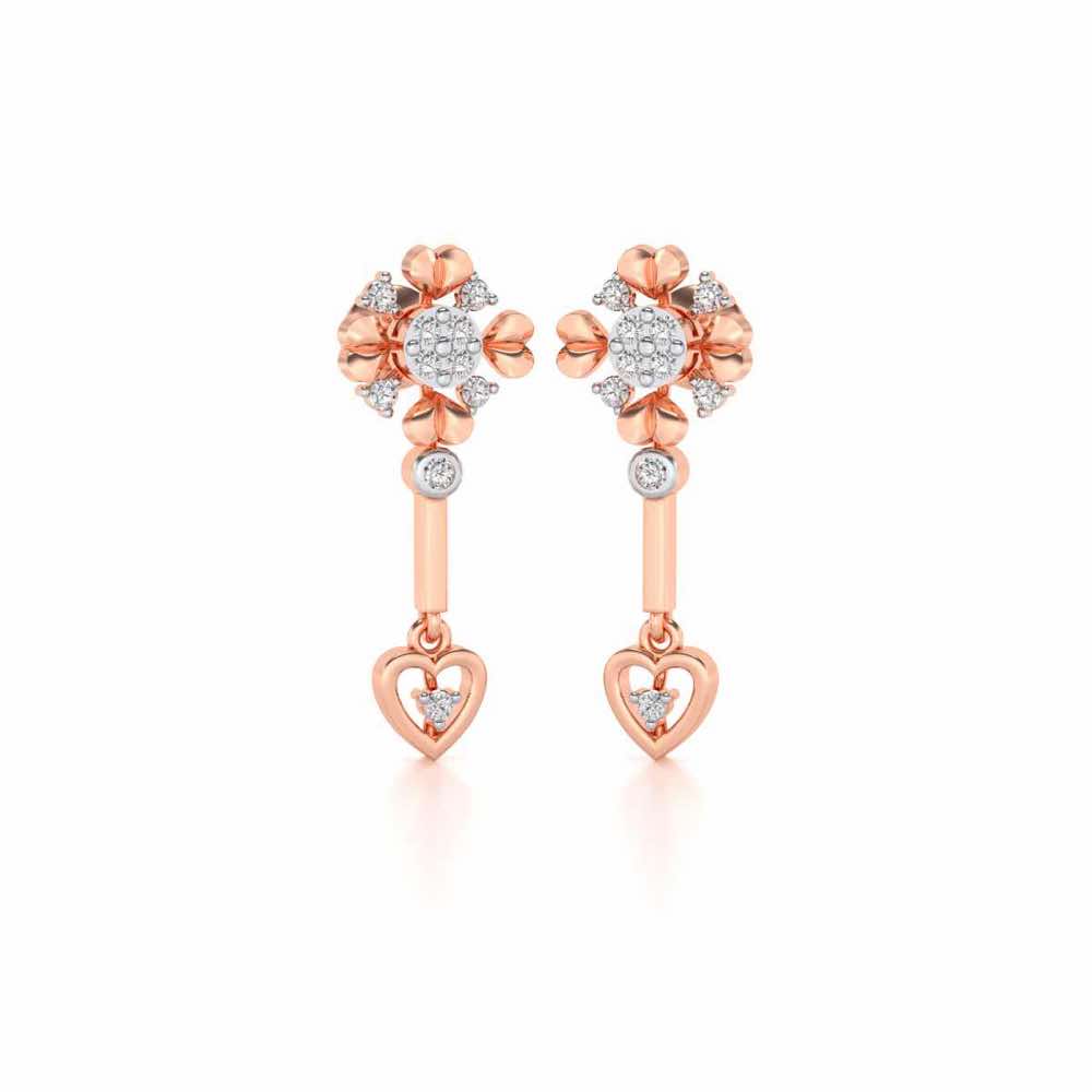 Slew Heart Drops Earrings - Rose Gold - Image 2