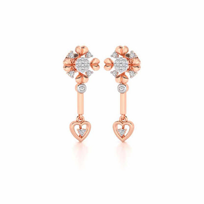 Slew Heart Drops Earrings - Rose Gold - Image 2