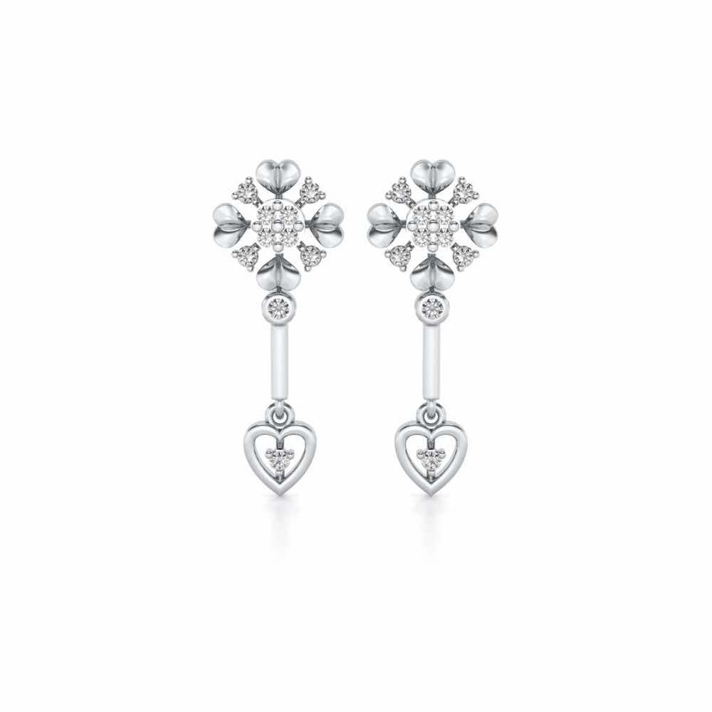 Slew Heart Drops Earrings - White Gold - Image 1