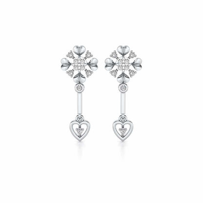 Slew Heart Drops Earrings - White Gold - Image 1