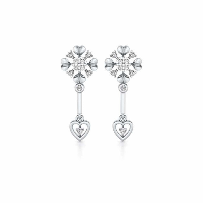 Slew Heart Drops Earrings - White Gold - Image 1