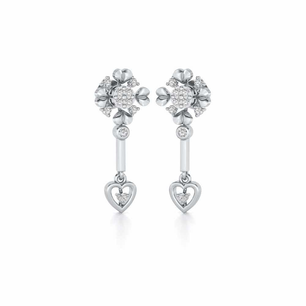 Slew Heart Drops Earrings - White Gold - Image 2