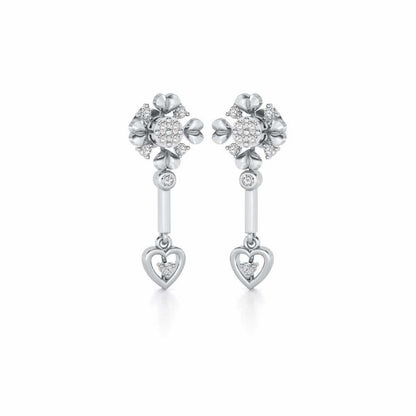 Slew Heart Drops Earrings - White Gold - Image 2