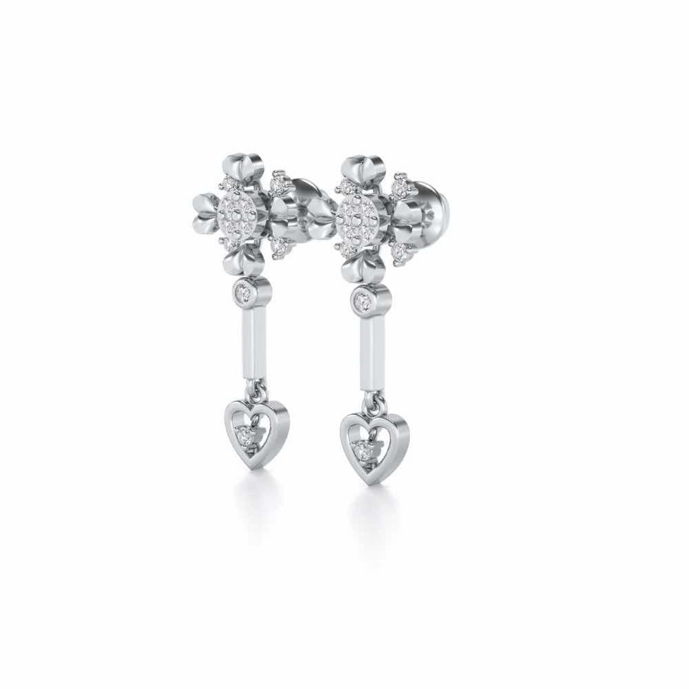 Slew Heart Drops Earrings - White Gold - Image 3