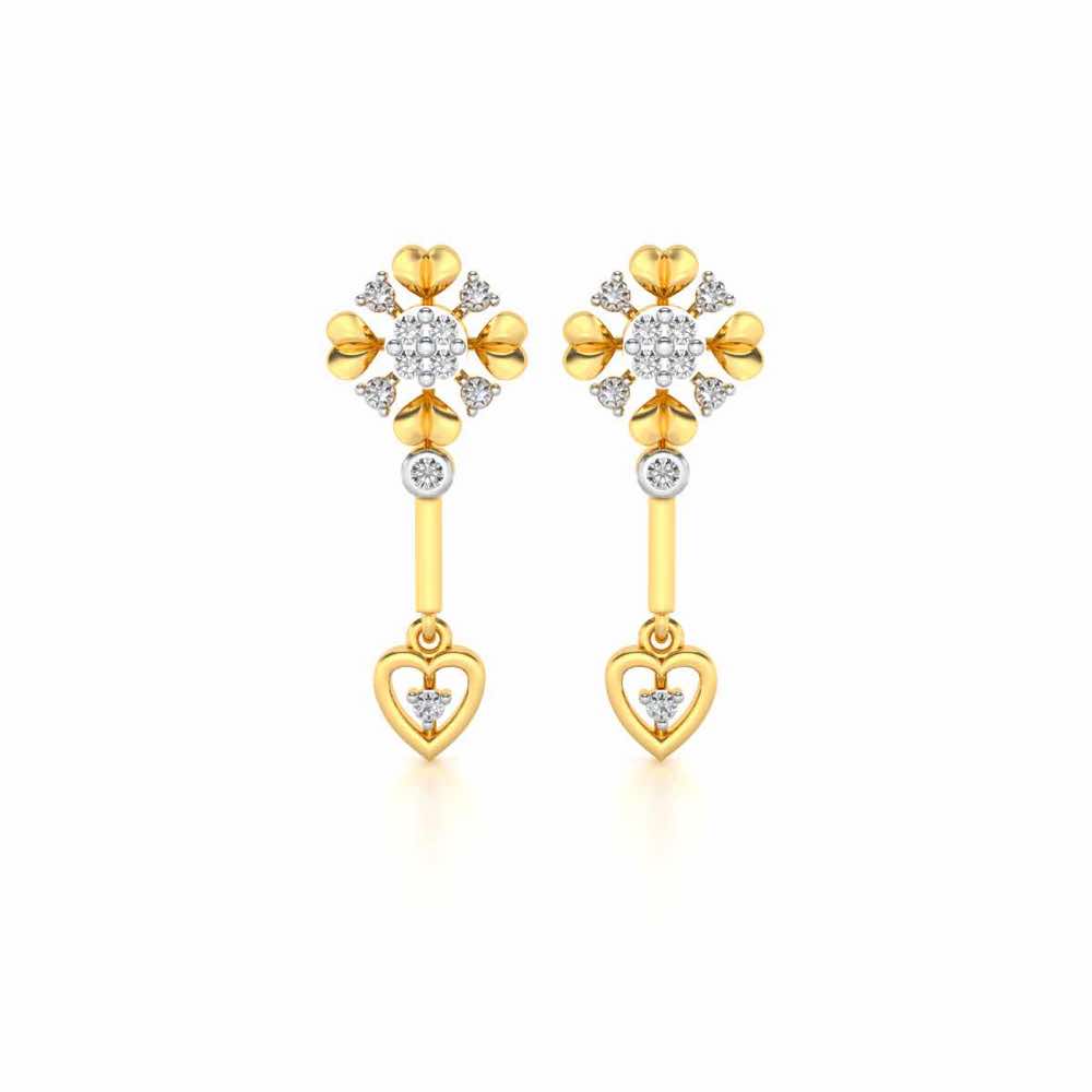 Slew Heart Drops Earrings - Yellow Gold - Image 1