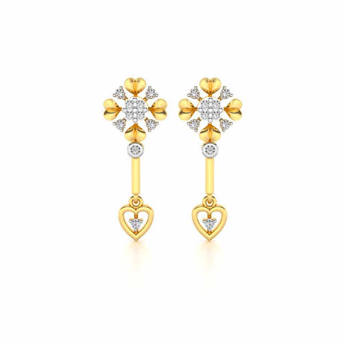 Slew Heart Drops Earrings - Yellow Gold - Image 1