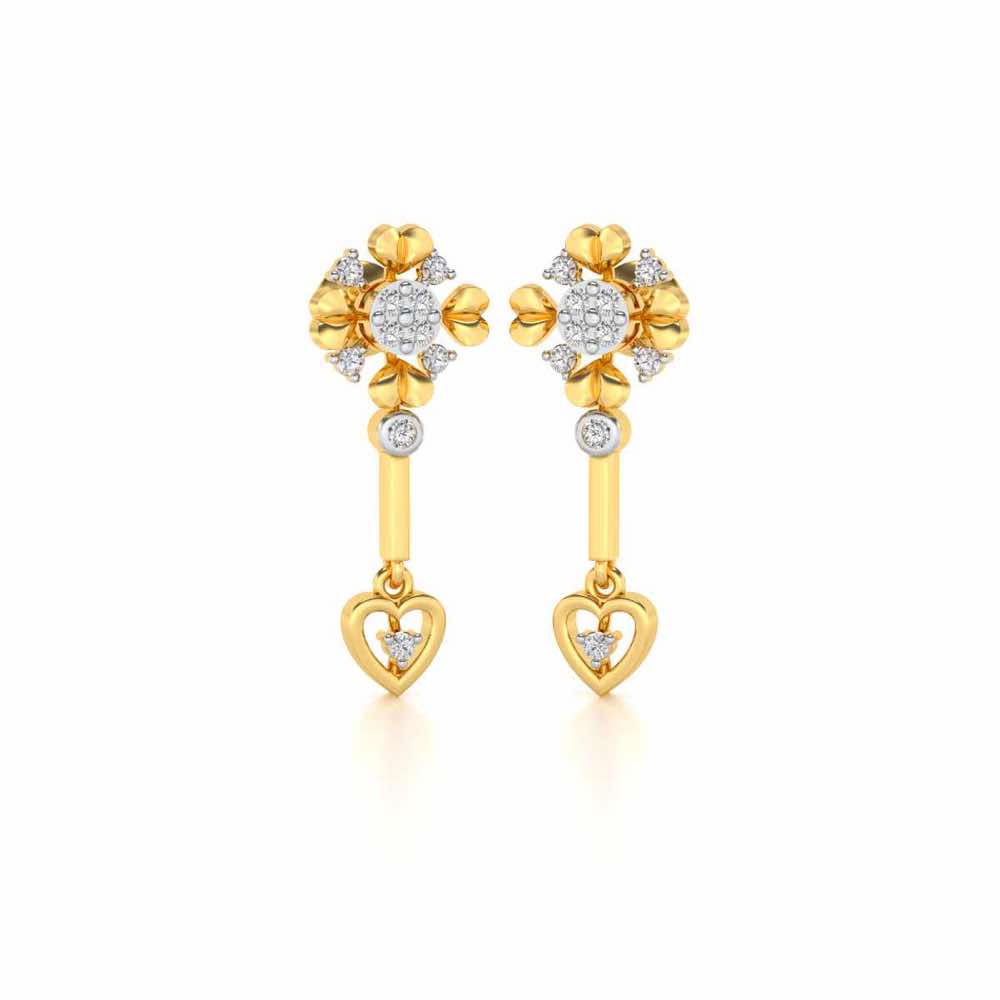 Slew Heart Drops Earrings - Yellow Gold - Image 2