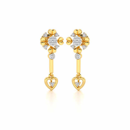 Slew Heart Drops Earrings - Yellow Gold - Image 2