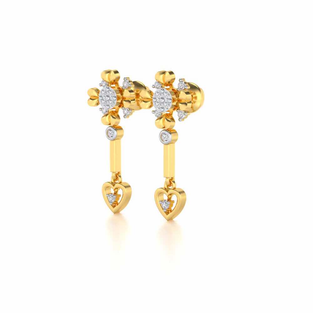 Slew Heart Drops Earrings - Yellow Gold - Image 3