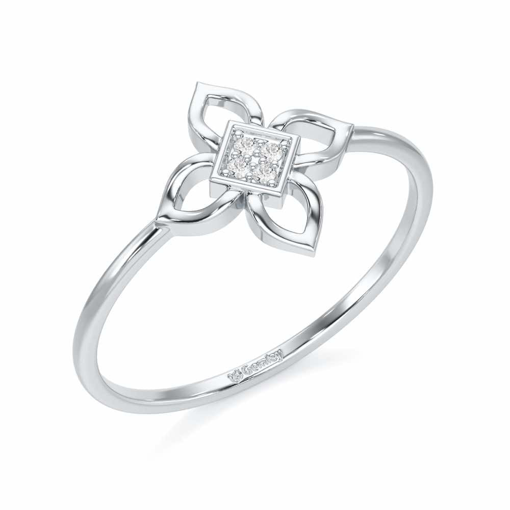 Slim Sparkle Silver Ring - White Gold - Image 1