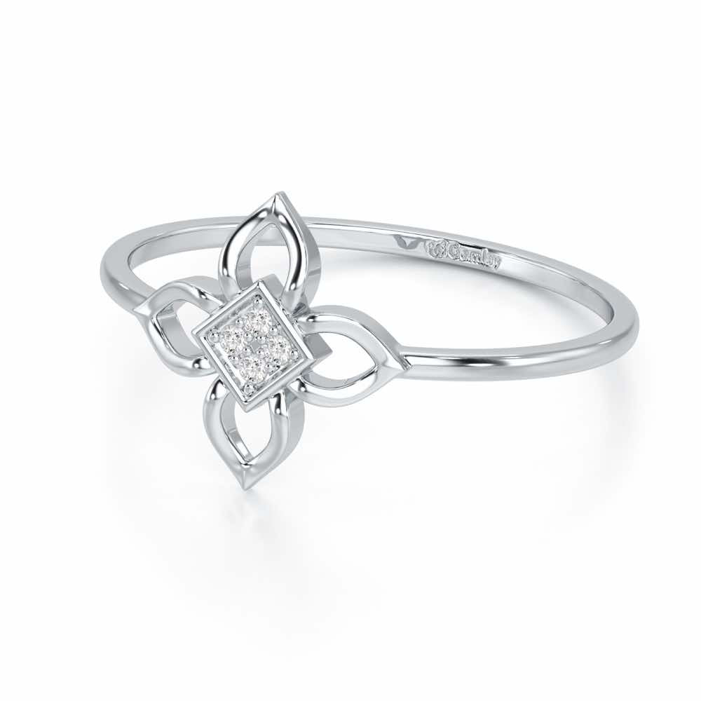 Slim Sparkle Silver Ring - White Gold - Image 2