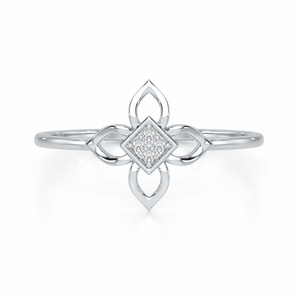 Slim Sparkle Silver Ring - White Gold - Image 4