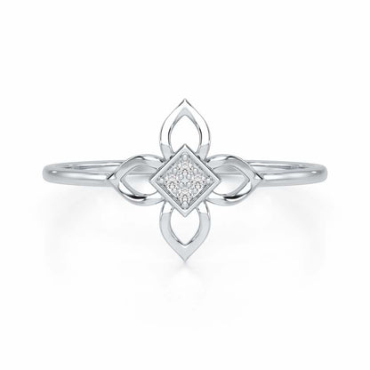 Slim Sparkle Silver Ring - White Gold - Image 4