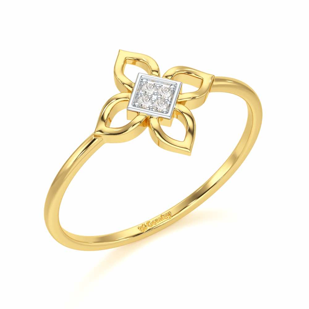 Slim Sparkle Silver Ring - Yellow Gold - Image 1