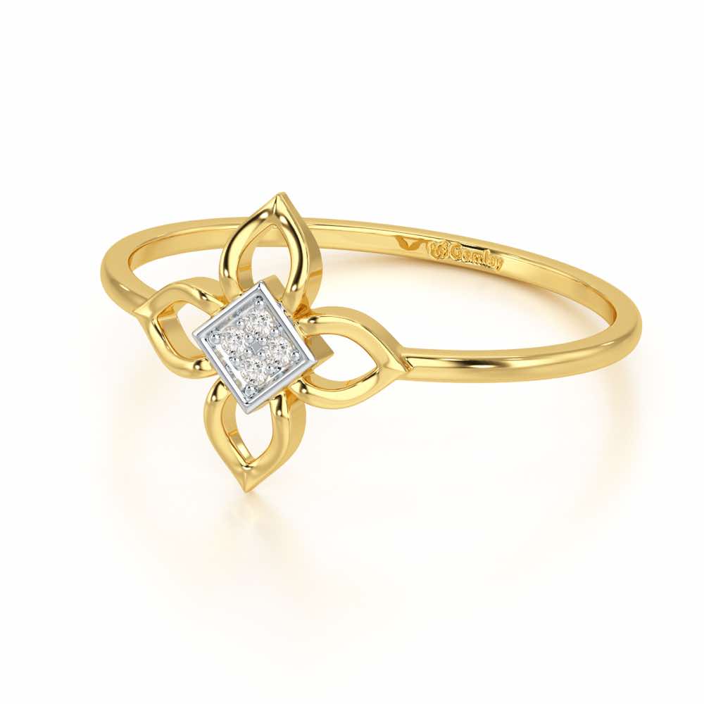 Slim Sparkle Silver Ring - Yellow Gold - Image 2