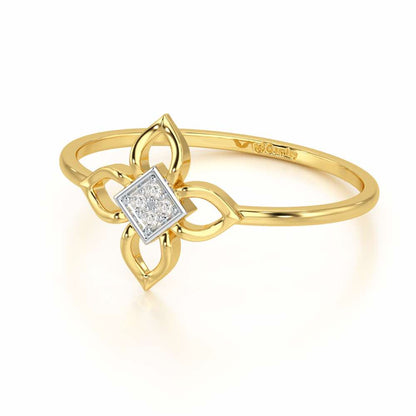 Slim Sparkle Silver Ring - Yellow Gold - Image 2