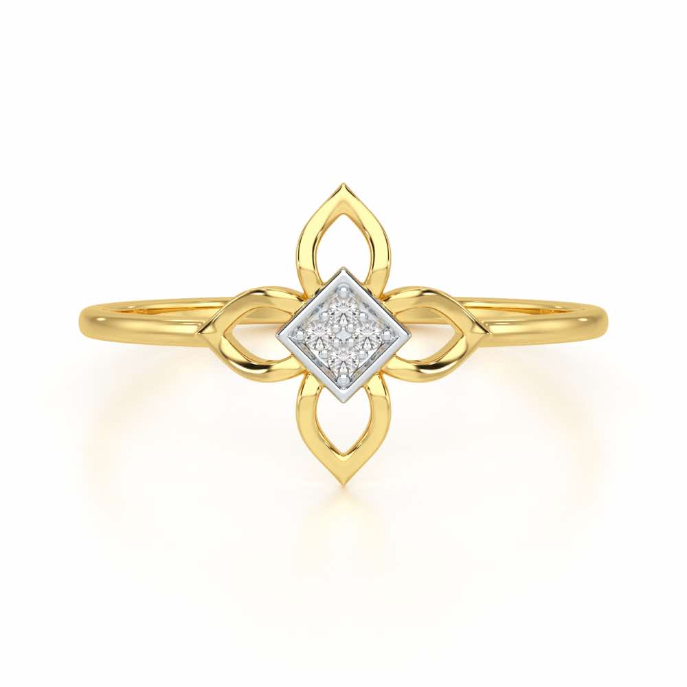 Slim Sparkle Silver Ring - Yellow Gold - Image 4