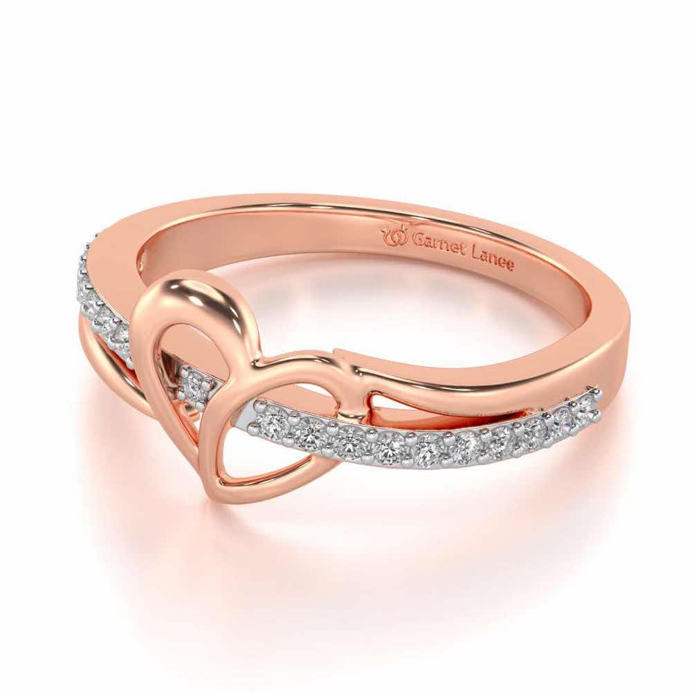 Sling Heart Silver Ring - Rose Gold - Image 2