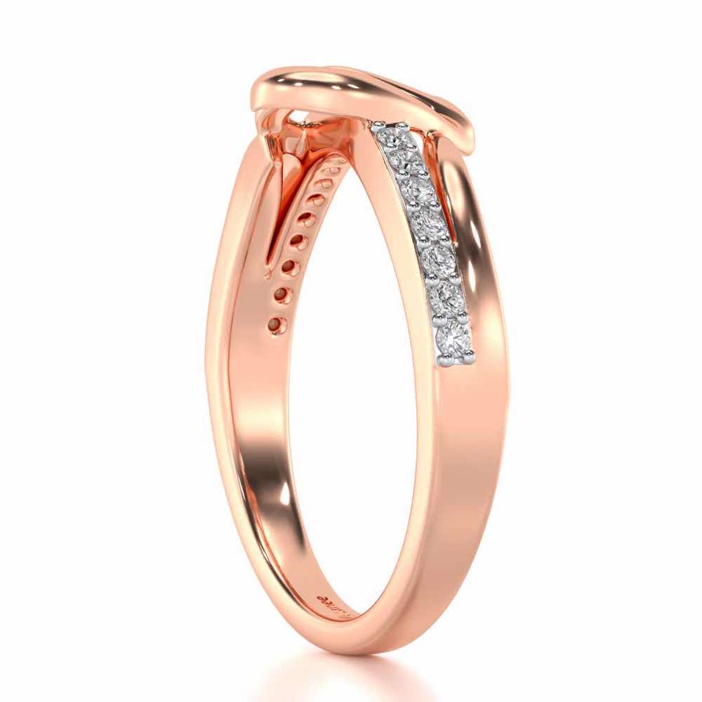 Sling Heart Silver Ring - Rose Gold - Image 3