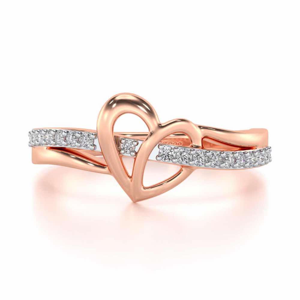Sling Heart Silver Ring - Rose Gold - Image 4