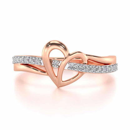 Sling Heart Silver Ring - Rose Gold - Image 4