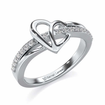 Sling Heart Silver Ring - White Gold - Image 1